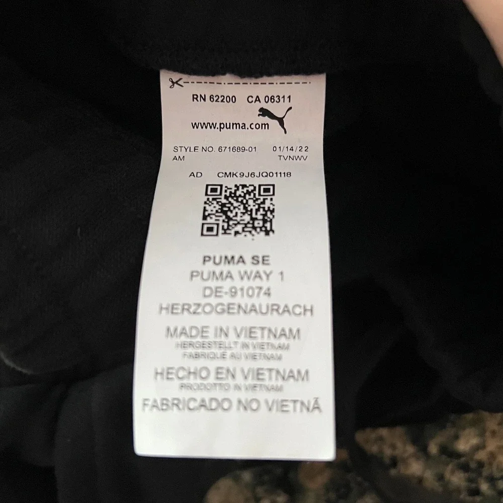 Puma Mens Fleece Joggers Black Sweatpants Embroidered Logo 671689-01 Size M